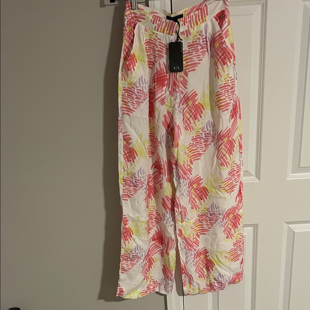 A/X Armani Exchange Red and Yellow Patterned Cropped Pants